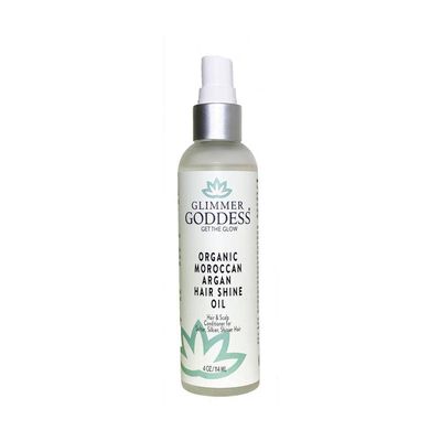 GLIMMER GODDESS Organic Hair Shine Spray with Moroccan Argan Oil, 4 oz