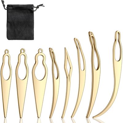 WILLBOND 8 Pcs Dreadlock Interlocking Tool for Locs Sisterlock Retighten Tool for Dreadlocks Interlocks Crochet Braiding Hair Tightening Extensions Accessory (Gold)
