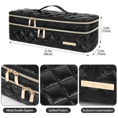 Travel Carrying Case for Hair Dryer Shark Flexstyle Dyson Airwrap, Double-Layer Hair Accessories Tools Storage Case for Revlon One-Step, Shockproof Protection Organizer Travel Carrier Bag, Black