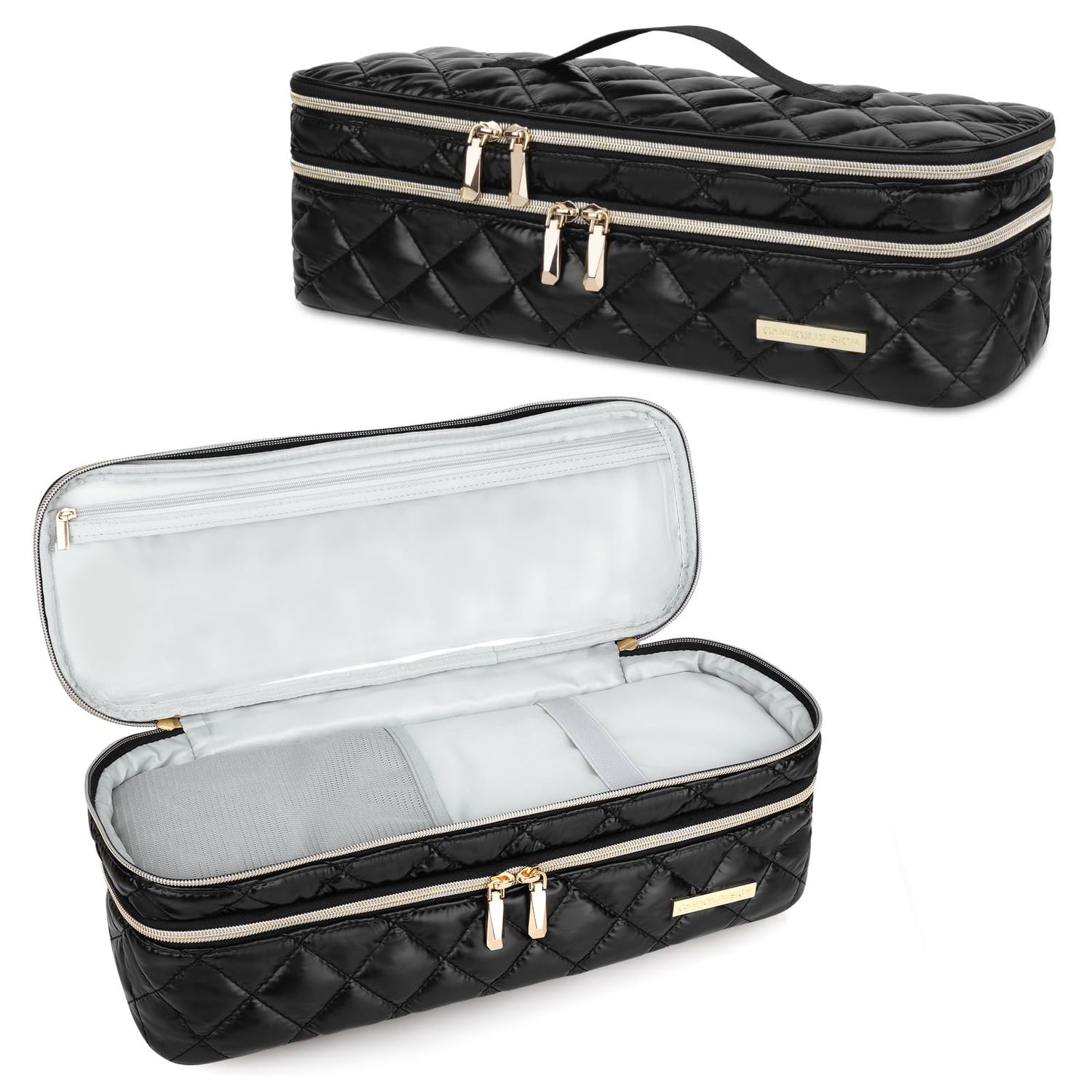 Travel Carrying Case for Hair Dryer Shark Flexstyle Dyson Airwrap, Double-Layer Hair Accessories Tools Storage Case for Revlon One-Step, Shockproof Protection Organizer Travel Carrier Bag, Black