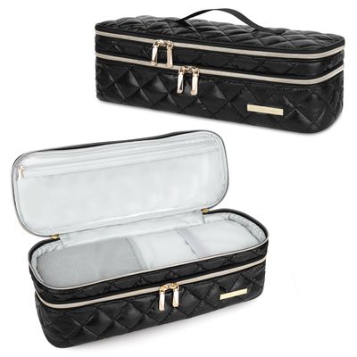 Travel Carrying Case for Hair Dryer Shark Flexstyle Dyson Airwrap, Double-Layer Hair Accessories Tools Storage Case for Revlon One-Step, Shockproof Protection Organizer Travel Carrier Bag, Black