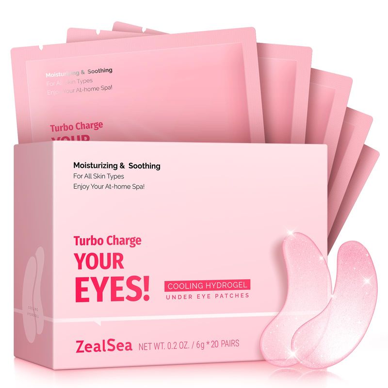 ZealSea Under Eye Patches for Puffy Eyes and Dark Circles (Collagen, 20pairs), Anti-wrinkle Patches, Eye Bags Remover for Women, Eye Masks-Pads-Gels for Spa Party Christmas Gifts, Vegan Cruelty-Free
