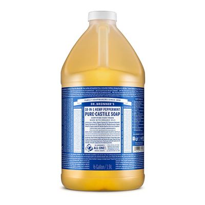 Dr. Broners- Pure-Castile Magic Liquid Soap (Peppermint 64,oz)- Made with Organic Oils- 18-in1 Uses: Hand Body Soap, Face, Laundry, Pets Dishes- Concentrated, Vegan, Non-GMO