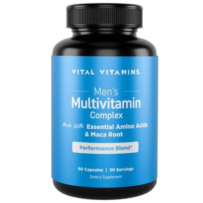 Vital Vitamins Men&#39;s Multivitamin Complex - Made with Essential Amino Acids Maca Root - with Vitamin A, C, E, B6, B12, D3 Male Performance Blend - Daily Mens Multivitamin - 60 Capsules