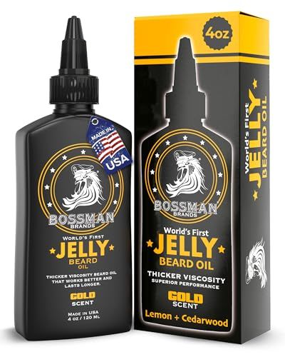 Bossman Jelly Beard Oil for Men (4 oz, Gold Scent) - Softens, Moisturizes Conditions with Natural Ingredients