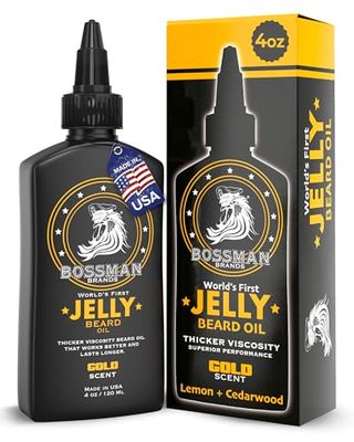 Bossman Jelly Beard Oil for Men (4 oz, Gold Scent) - Softens, Moisturizes Conditions with Natural Ingredients