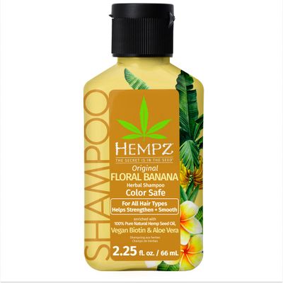 Hempz Biotin Hair Shampoo - Original Floral Banana - For All Hair Types to Help Growth Strengthening Damage - Travel Size 2.25 Fl OZ