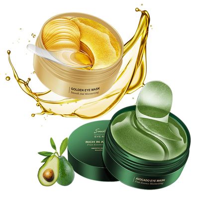 XMXueMei Avocado Golden Under Eye Mask Skincare 60 Pairs Set, Moisturizing Non-greasy Under Eye Patches for Women and Men, Travel Size Long Lasting Refreshing Eye Skin Care Gels Pads Gifts Set