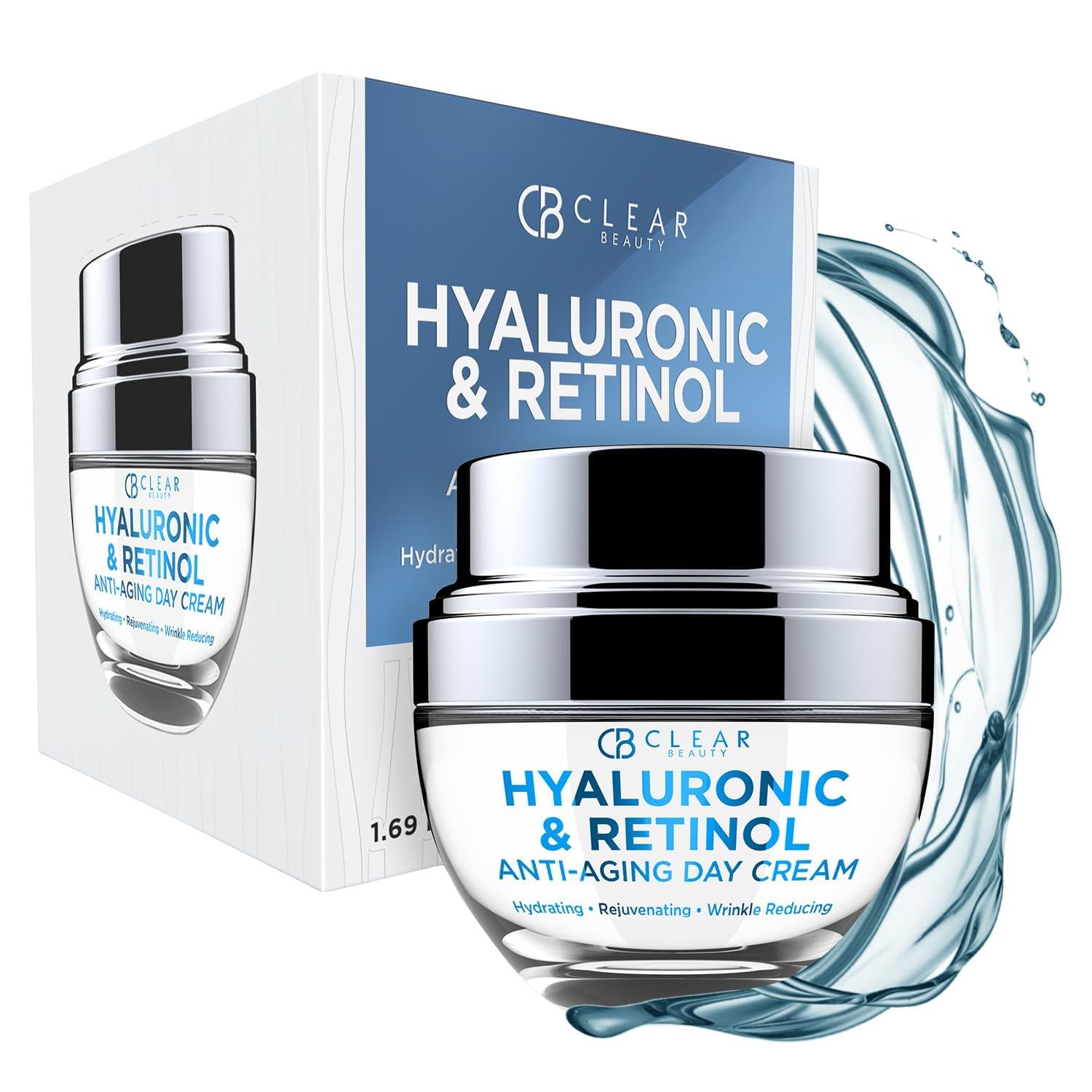Clear Beauty Hyaluronic Acid Retinol Daily Face Moisturizer - Dermatologist Tested, Reduces Wrinkles, Fine Lines Hyperpigmentation, Clean Beauty, Cruelty-Free Korean Skin Care, All Skin Types