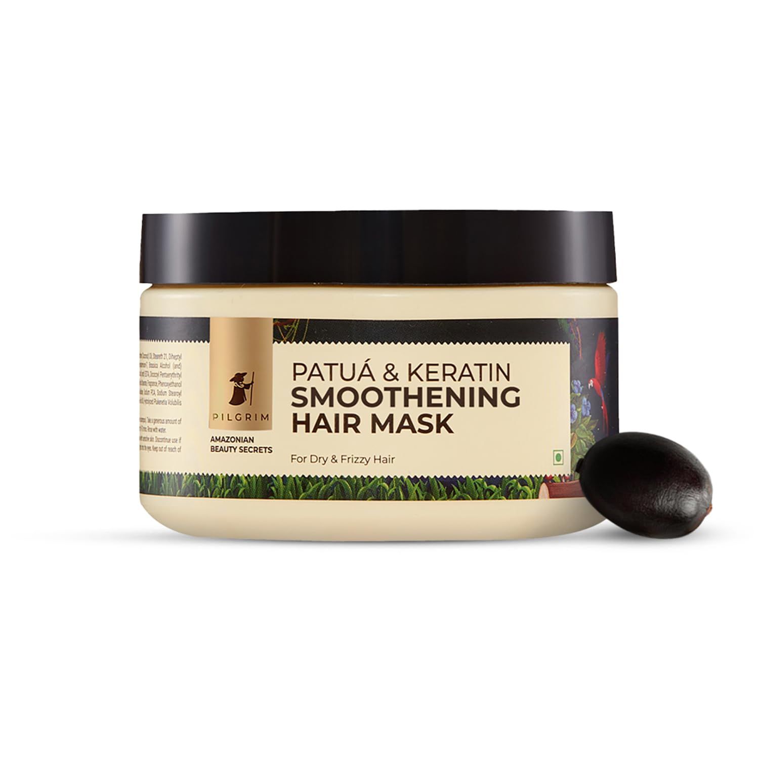 Pilgrim Amazonian Patu Keratin Strengthening Hair Mask for Dry Frizzy Hair - Unscented, High Shine, Hydration, Smoothening - Sacha Inchi for Women Men - Silicon Free - 6.76 Fl Oz (200ml)