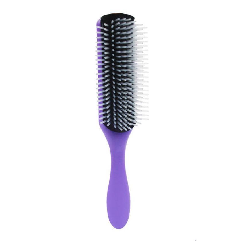 Mokhtar Dazzlingrock Hair Brush for Women and Men, Boar Bristle Hair Brush with Nylon Ball Tip for Styling, Hair Drying, and Massage (Purple)
