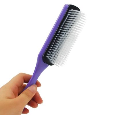 Mokhtar Dazzlingrock Hair Brush for Women and Men, Boar Bristle Hair Brush with Nylon Ball Tip for Styling, Hair Drying, and Massage (Purple)