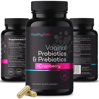 Healthy Babe Vaginal Probiotics for Women Prebiotics Cranberry Pills, pH Balance, Healthy Odor, Yeast, Immune Support, Positive Microbiome Health, Womens Acidophilus Probiotic, 60 Vegan Capsules