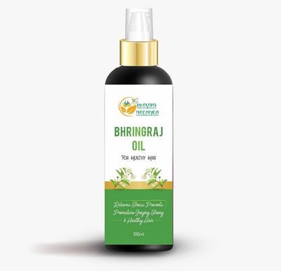Herbs Botanica Bhringraj Oil for Hair Growth Ayurvedic Herbal Hair Oil with Bhringraj, Amla, Aloe Vera, Sesame Curry Leaf Reduces Hair Fall, No Silicones or Parabens 6.76 Fl Oz