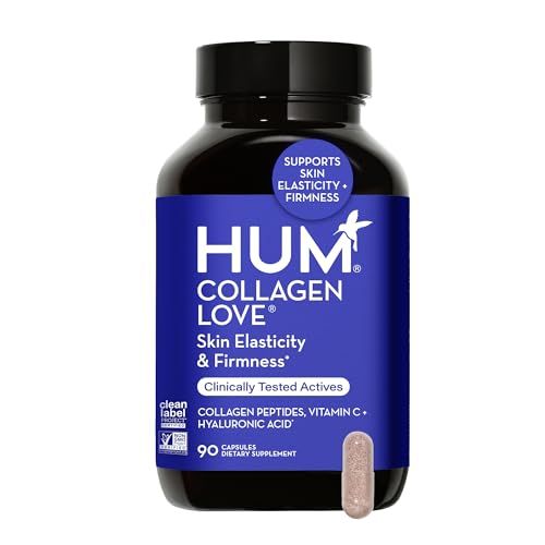 HUM Collagen Love Skin Supplement - Collagen Peptides wHyaluronic Acid Vitamin C, Supports Firm Skin Helps Minimize Signs of Aging - Skin Supplements for Women and Men (90-Count)
