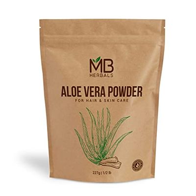 MB Herbals Aloe Vera Powder 8 oz (227 Gram 0.5 lb) Aloe barbadensis Powder Natural Skin Moisturizer Promotes Hair Growth for External Use Only