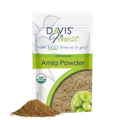 Davis Finest Organic Amla Powder 250g, Amalaki, Indian Gooseberry, Hair Growth, Deep Conditioner, Dry Frizzy Hair, Chemical Free