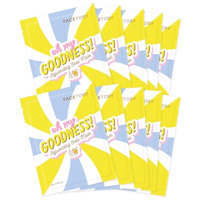 FACETORY K Beauty Face Mask Skin Care - OH MY GOODNESS REJUVENATING SNAIL Sheet Mask with Snail Essence Hyaluronic Acid Hydrate, Soothe, Seal in Moisture (10 Pack)