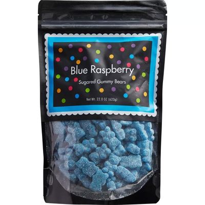 Dark Blue Gummy Bears Sugared, 1.3 Pound Resealable Bag, Blue Candy, Blue Raspberry Flavored, The Hampton Popcorn Candy Company