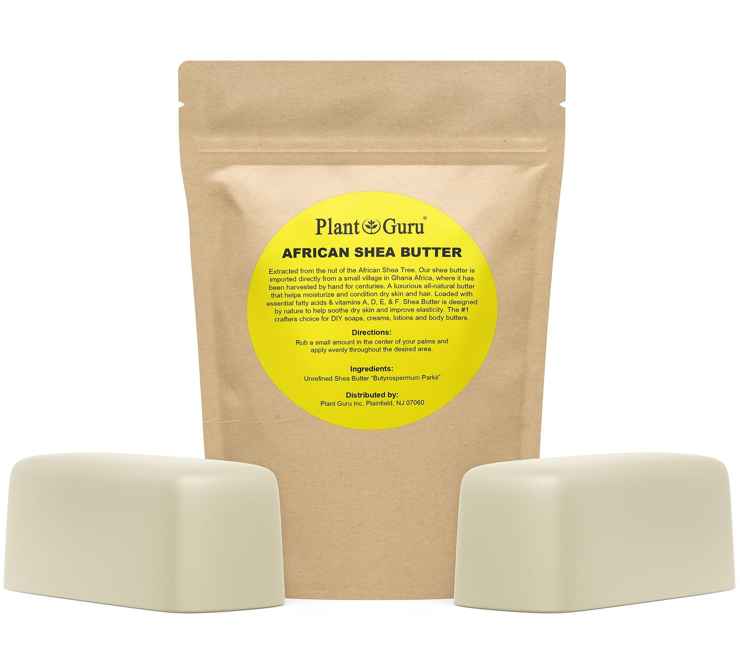 Raw African Shea Butter 2 lbs. Bar 100 Pure Natural Unrefined IVORY - Imported From Ghana - Ideal Moisturizer For Dry Skin, Body, Face And Hair Growth. Great For DIY Soap and Lip Balm Making.