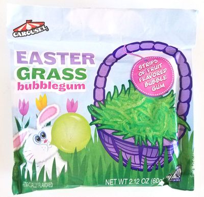 Carousel (1 Pack) Easter Grass Bubblegum Fruit Flavored Bubble Gum Candy Net Wt. 2.12 oz 60 g