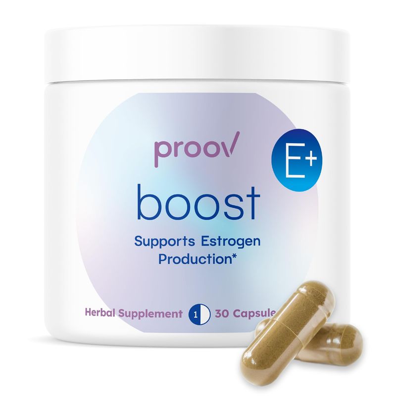Proov - Boost Supplement for Women - Promotes Estrogen Production - Fertility Menopausal Support for Women - Hormonal Balance - Evening Primrose Oil Red Clover, Dong Quai, Black Cohosh - 30 Capsules