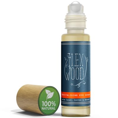 The Ilex Wood - Revitalising Eye Serum. An all-natural vegan anti-ageing serum with Cacay Oil, Green Coffee Arabica Oil, Frankincense, Eucalyptus, Thyme, Bergamot Orange - 10ml (0.34 fl oz)