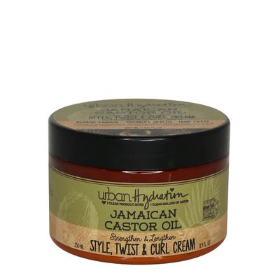 Urban Hydration Jamaican Castor Oil Curl Styling Cream Sulfate, Paraben and Dye Free, Moisturizes, Thickens, Prevents Breakage and Lengthens For Strong Hair, All Hair Types, 8.4 Ounces