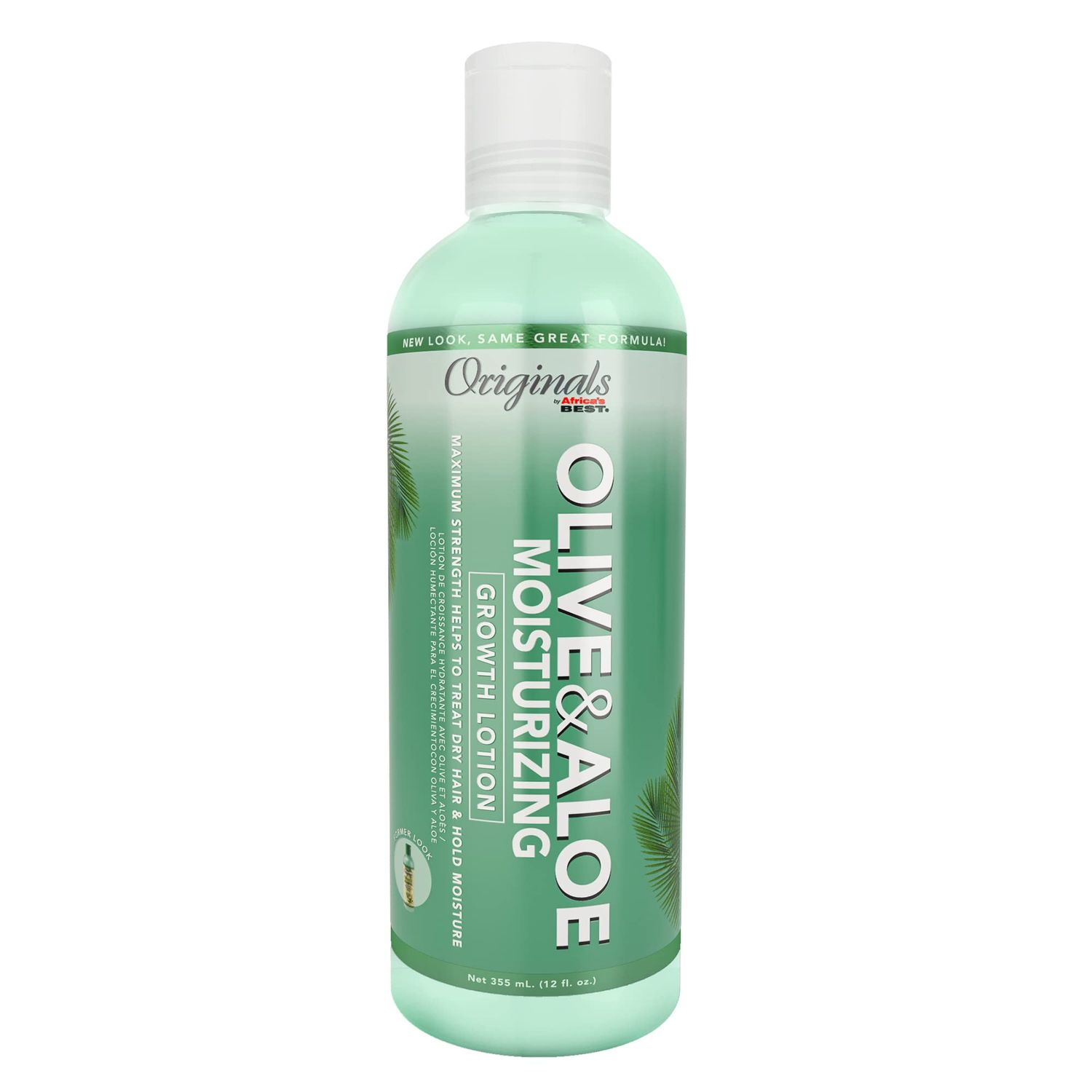 Originals by Africa&#39;s Best Olive Aloe Moisturizing Growth Lotion, Ultimate Hydration Finishing Step, For All Hair Types and Textures, Petroleum Mineral Oil Free, 12 oz