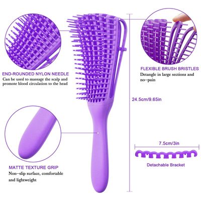 2 Pieces Detangling Brush for Afro AmericaAfrican Hair Textured 3a to 4c Kinky WavyCurlyCoilyWetDryOilThickLong Hair, Knots Detangler Easy to Clean (Green, Purple)