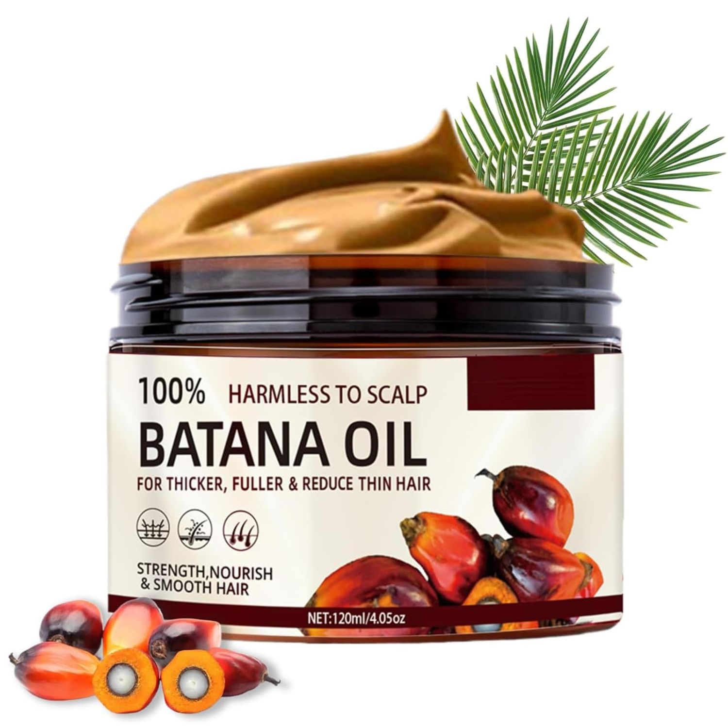 100 Raw Batana Oil for Hair Growth, Natural Raw and Pure Unrefined Batana Oil Organic Hair Oil Prevent Hair Loss, Restores Damaged Hair and Scalp, 4.2 OZ (1 PCS)
