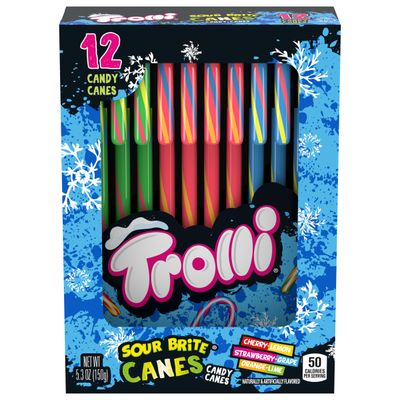 Trolli Sour Brite Holiday Candy Canes, 12ct - Perfect for Stocking Stuffers, Holiday Gifting and Decorating