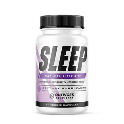 Outwork Nutrition Sleep, Natural Sleep Aid with Melatonin, L-Theanine Saffron Extract, Improves Sleeping Quality Time, Boosts Positive Mood, 60 Veggie Capsules