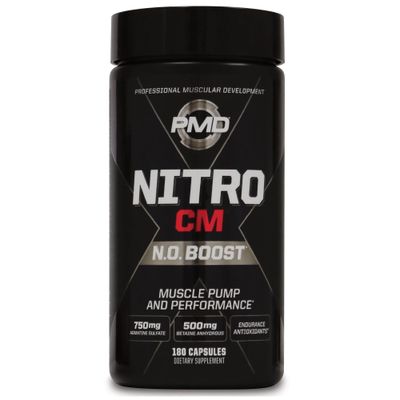 PMD Sports Nitro CM Nitric Oxide with Agmatine Pre Workout Supplement - Muscle Growth and Muscle Pump with L Arginine - Endurance Boost for Hardcore Training and Bodybuilding Preworkout (180 Capsules)