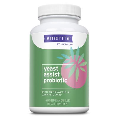 Emerita by Life-flo Yeast Assist Probiotics for Women - Yeast Cleanse, Vaginal, Immune and Gut Health Support - 1 Billion CFU Bacillus Coagulans Plus Monolaurin - Shelf Stable, 30 Servings, 60 VegCaps