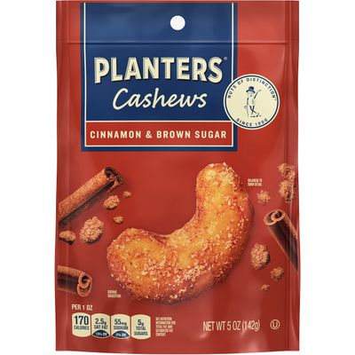 PLANTERS Cashews Cinnamon Brown Sugar - Trail Mix Snack Pack - Snacks with Cinnamon Brown Sugar, Snack Pack, Party Trail Mix, 5 Oz Bag