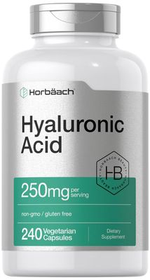 Horbach Hyaluronic Acid Capsules 250 mg 240 Count Non-GMO and Gluten Free Supplement
