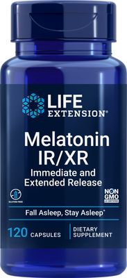Life Extension Melatonin IRXR 120 Capsules - Immediate 7 Hour Extended-Release - Night Time Supplement - Supports Staying Asleep - Non-GMO, Gluten-Free