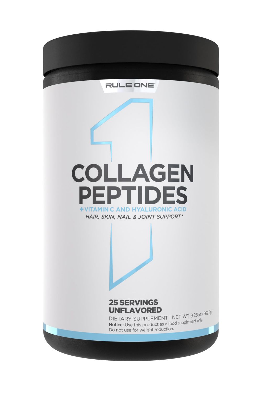 Rule 1 Collagen Peptides Powder - Hydrolyzed Bovine Collagen, Hyaluronic Acid, and Vitamin C. Supports Hair, Skin, Nails (25 Servings, Unflavored)