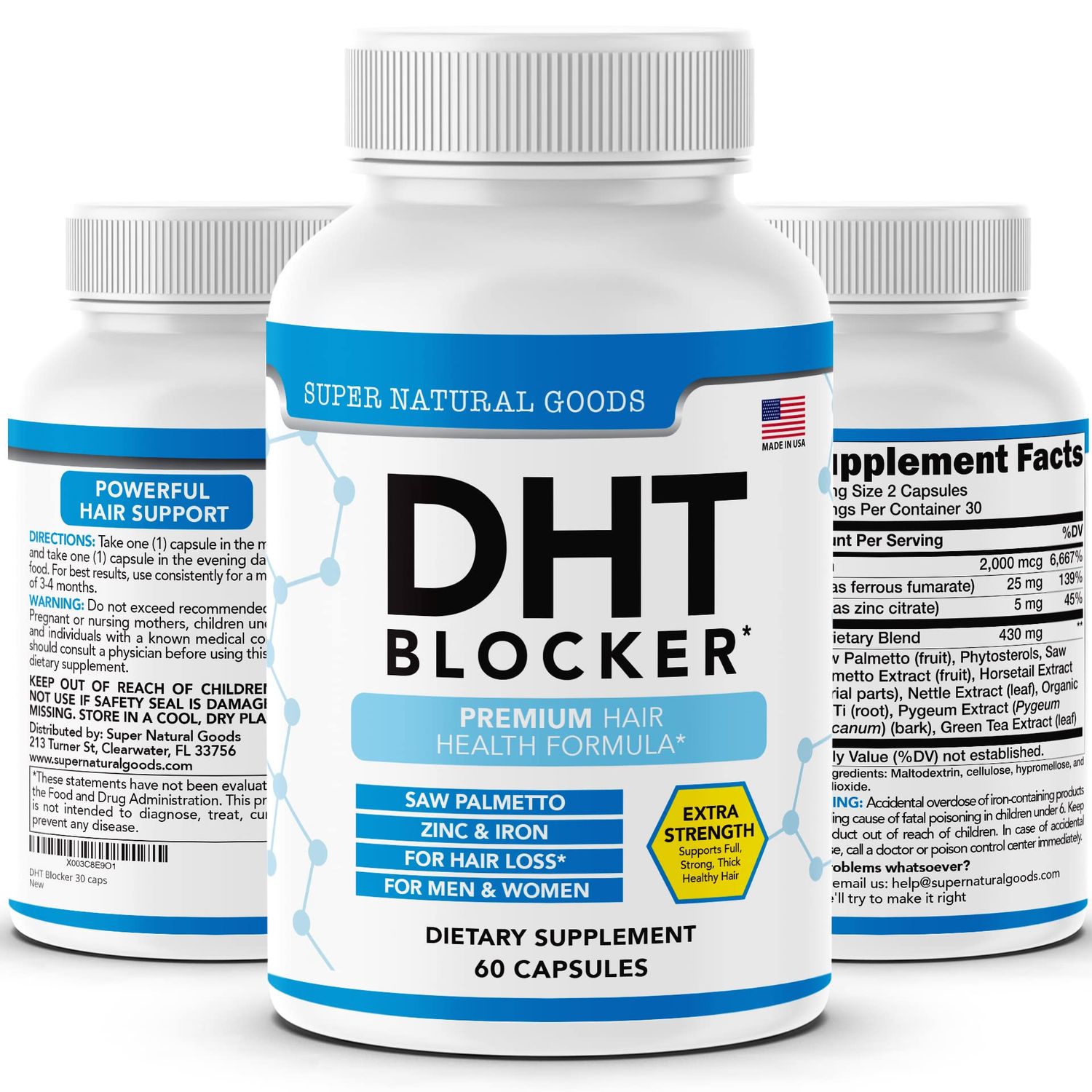 DHT Blocker - Hair Growth Supplement for Genetic Thinning for Men Women - Helps Hair Loss Stimulate Follicle Growth with Saw Palmetto, Biotin Iron - Follicle Growth Supplements Pills