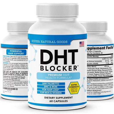 DHT Blocker - Hair Growth Supplement for Genetic Thinning for Men Women - Helps Hair Loss Stimulate Follicle Growth with Saw Palmetto, Biotin Iron - Follicle Growth Supplements Pills
