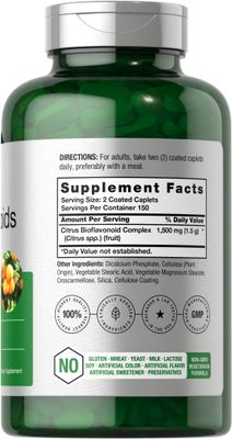 Horbach Citrus Bioflavonoids Supplement 1500mg 300 Caplets Vegetarian, Non-GMO, and Gluten Free Formula Value Size