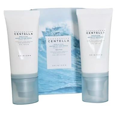 VitaBoost Hyalu CICA Water-fit Sun Serum (Pack of 2) - Lightweight, Hydrating Sun Serum Protection, Soothing, Moisturizing Non-Greasy, Perfect for Daily Use, and Geometal Application Brushes.