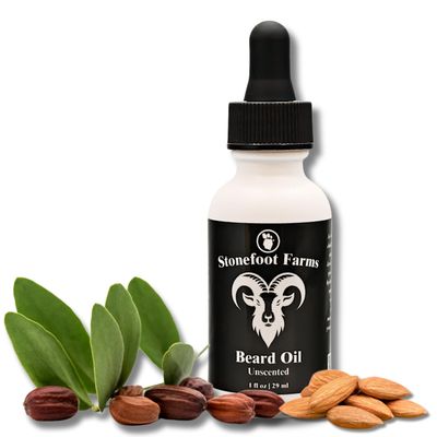 Stonefoot Farms Beard Oil - Unscented - Moisturizes, Softens Conditions with Jojoba Oil Argan Oil - Beard Conditioner for Men with Beards, Mustaches, Facial Hair - Reduces Itchiness, Promotes Growth