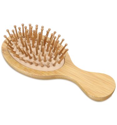 Mini Bamboo Brush, Mini Bamboo Hair Brush with Cushion and Comfortable Handle, Wooden Brush for Hair Growth, Natural Bamboo Hairbrush for Travel, Wooden Hairbrush for Women Men Kids All Hair Types