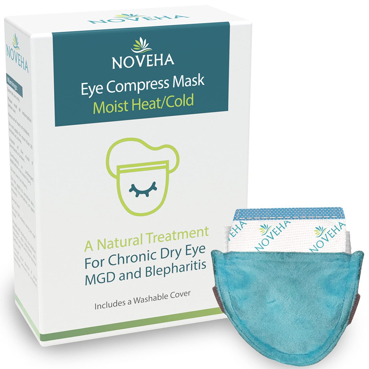 NOVEHA EXPRESS Warm Compress Individual Eye Mask Moist Hot Technology For Sensitive Dry Eyes - Relieves Stye Pink Eye - Reusable Heat Water Treatment for Irritated Eyes and Eyelid Lumps