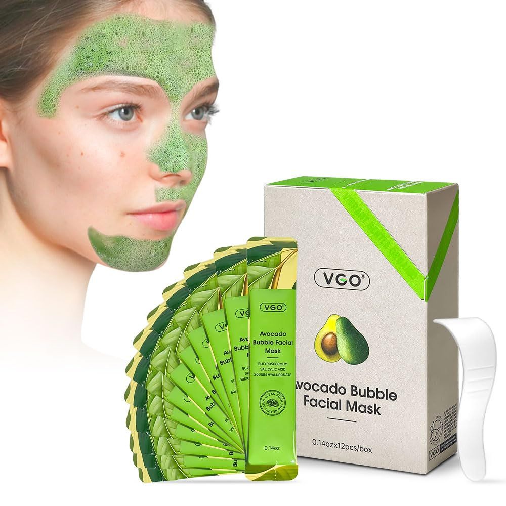 VGO Blackhead Remover Bubble Clay Mask, Deep Moisturizing Pore Cleanser Face, with Salicylic Acid Hyaluronic AcidDaily Hydrating Facial Care Skin Blackhead Mud, 12pcs (1.08 Ounce (Pack of 1))
