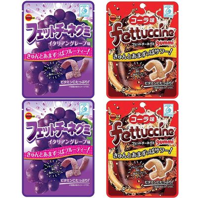 Fettuccine Gummi Set 1.8oz 2Types 2pcs Japanese Hard Gummy Candy Bourbon Ninjapo
