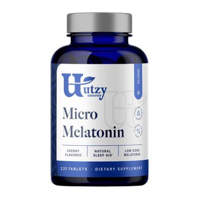 Utzy Naturals Micro Melatonin Low Dose Melatonin 250mcg with Natural Cherry Safe for Kids Made in The USA 120 Tablets