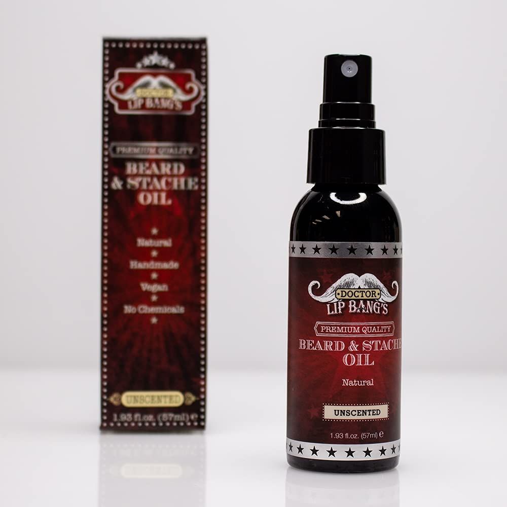 Doctor Lip Bang&#39;s Vegan Beard and Stache Oil Unscented Cruelty Free 100 All Natural Paraben Free Made in the United States Great for Grooming Beards and Mustaches